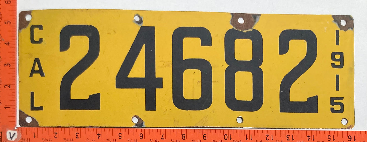 1915 California #24682 Passenger License Plate (Porcelain)