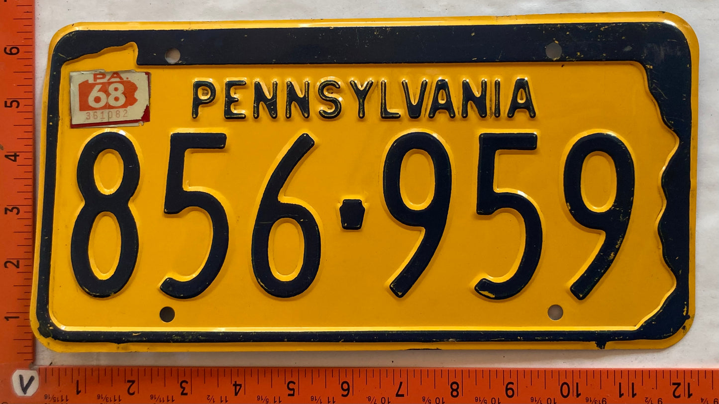 1968 Pennsylvania #856-959 Passenger License Plate