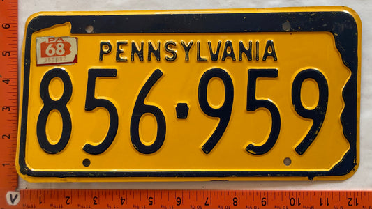 1968 Pennsylvania #856-959 Passenger License Plate