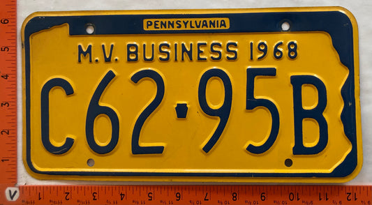 1968 Pennsylvania #C62-95B MV Business License Plate