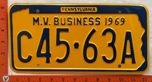 1969 Pennsylvania #C45-63A M.V. Business License Plate (with Registration)