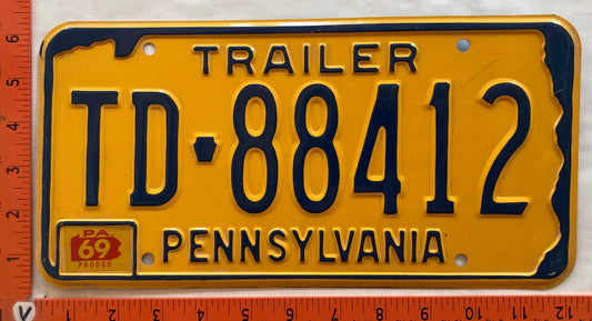 1969 Pennsylvania #TD-88412 Trailer License Plate