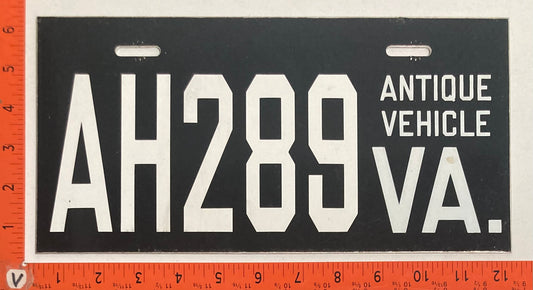 Undated Virginia #AH289 Passenger License Plate (Antique Vehicle)