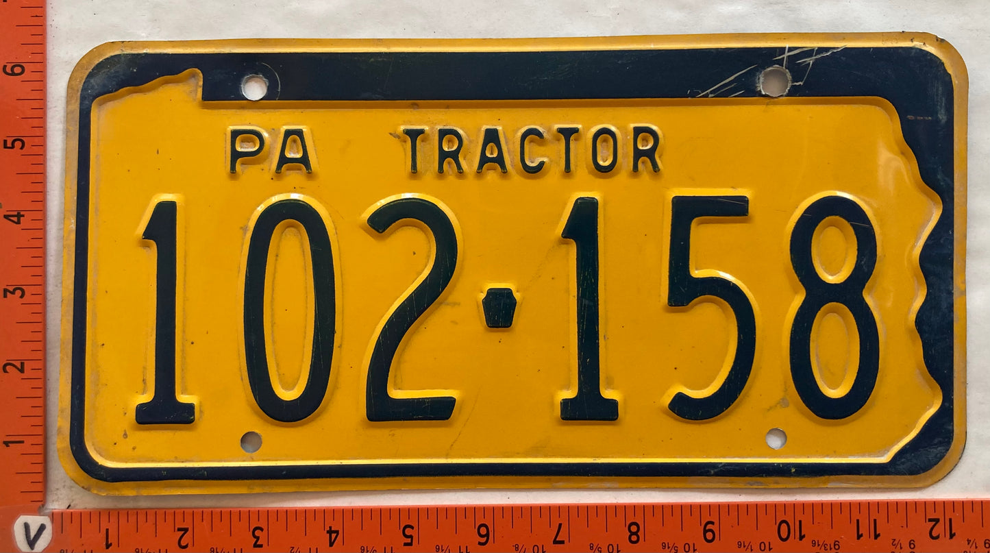 Late 1960's Pennsylvania #102-158 Tractor License Plate