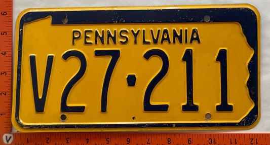 Late 1960's Pennsylvania #V27-211 Passenger License Plate