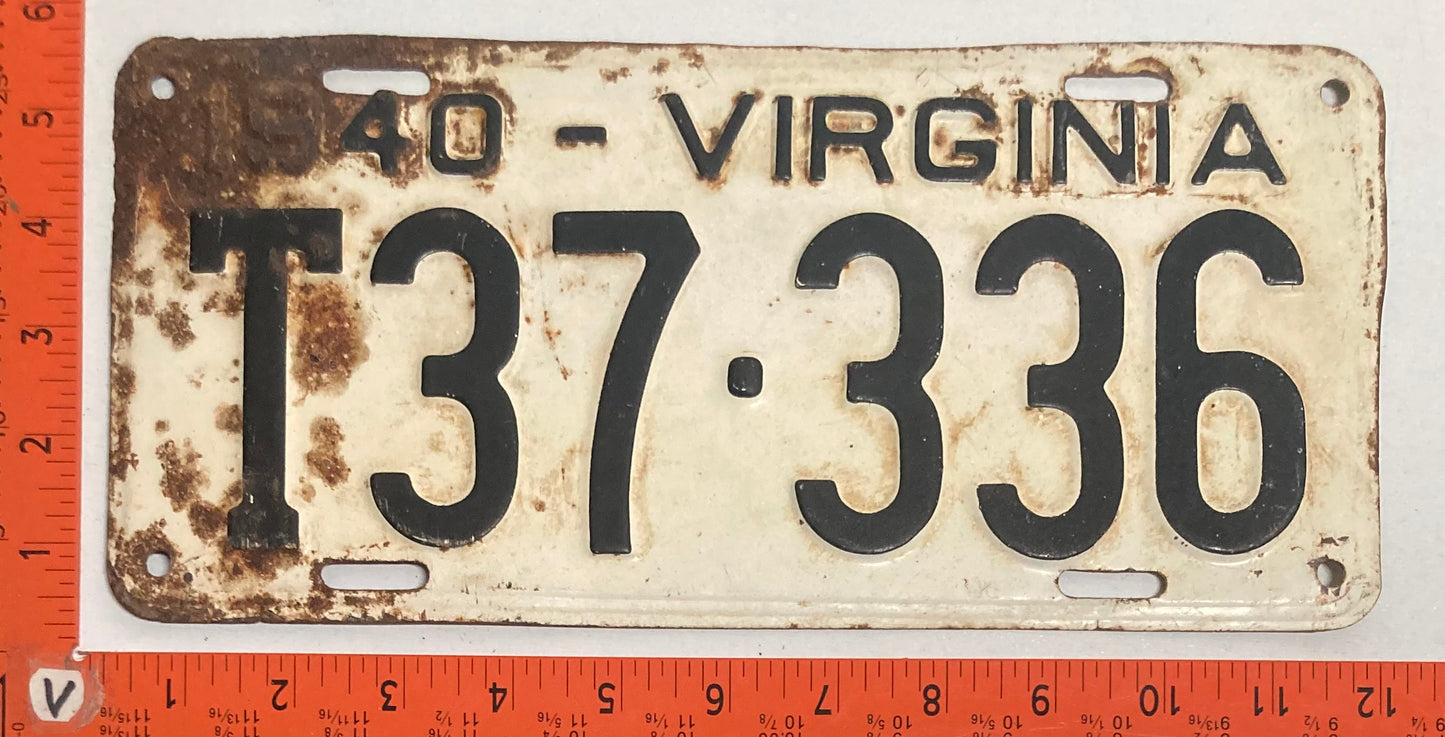 1940 Virginia #T37-336 Truck License Plate