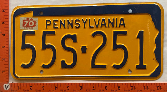 1970 Pennsylvania #55S-251 Passenger License Plate