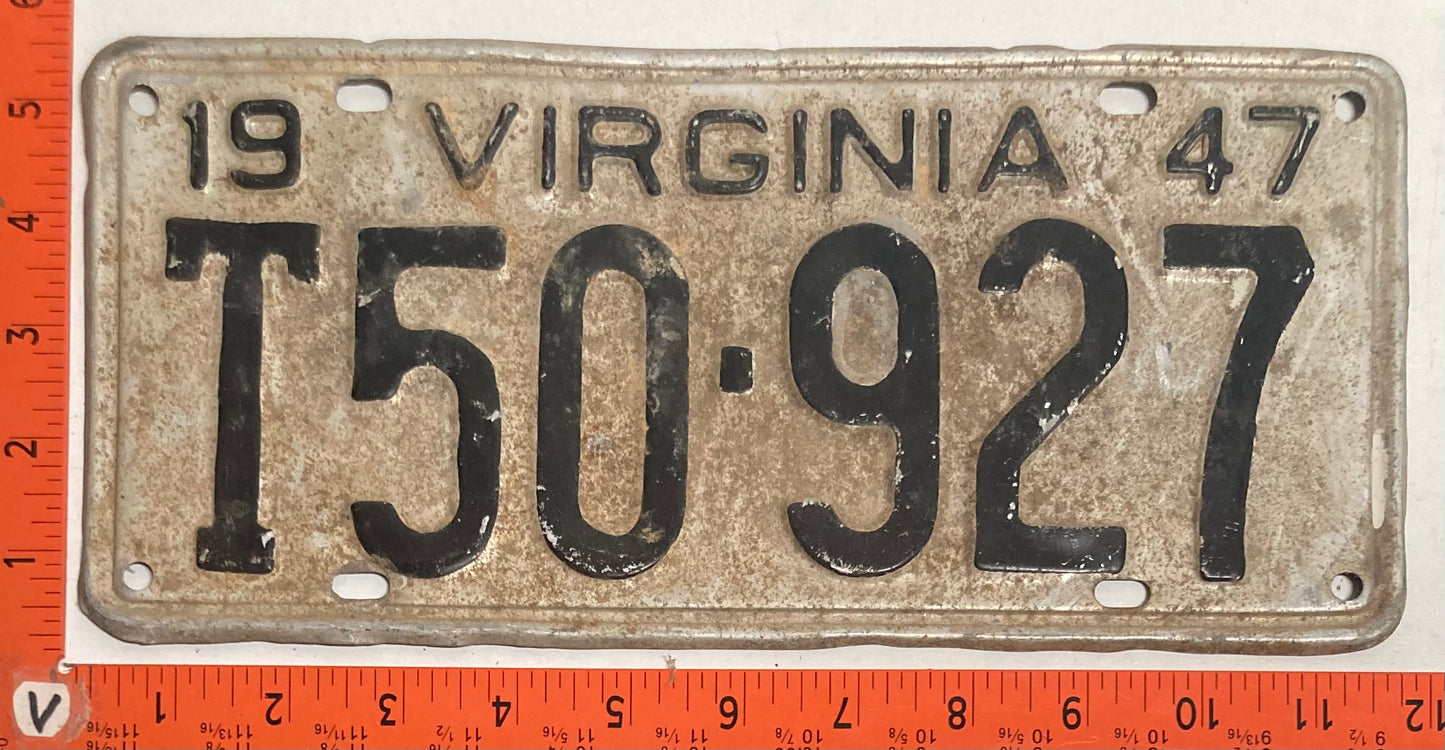 1947 Virginia #T50-927 Truck License Plate