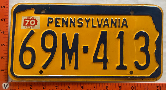 1970 Pennsylvania #69M-413 Passenger License Plate