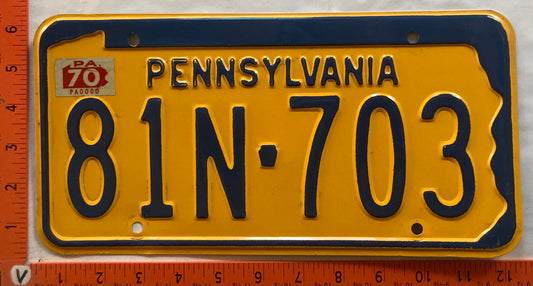 1970 Pennsylvania #81N-703 Passenger License Plate