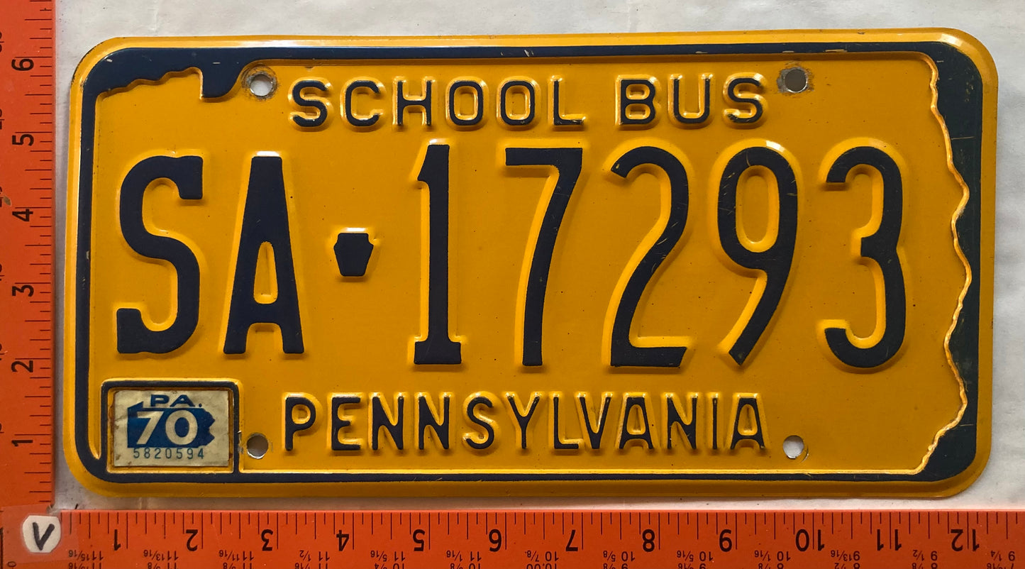 1970 Pennsylvania #SA-17293 School Bus License Plate