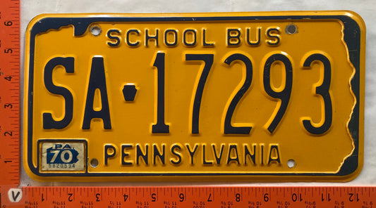 1970 Pennsylvania #SA-17293 School Bus License Plate