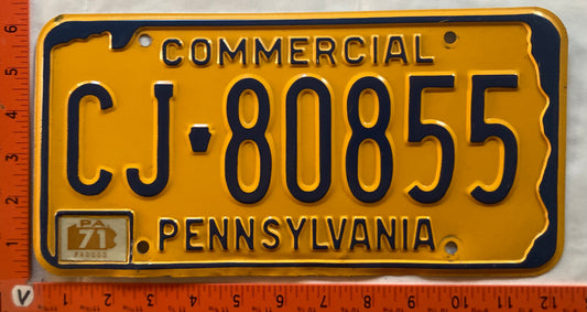 1971 Pennsylvania #CJ-80855 Commercial License Plate