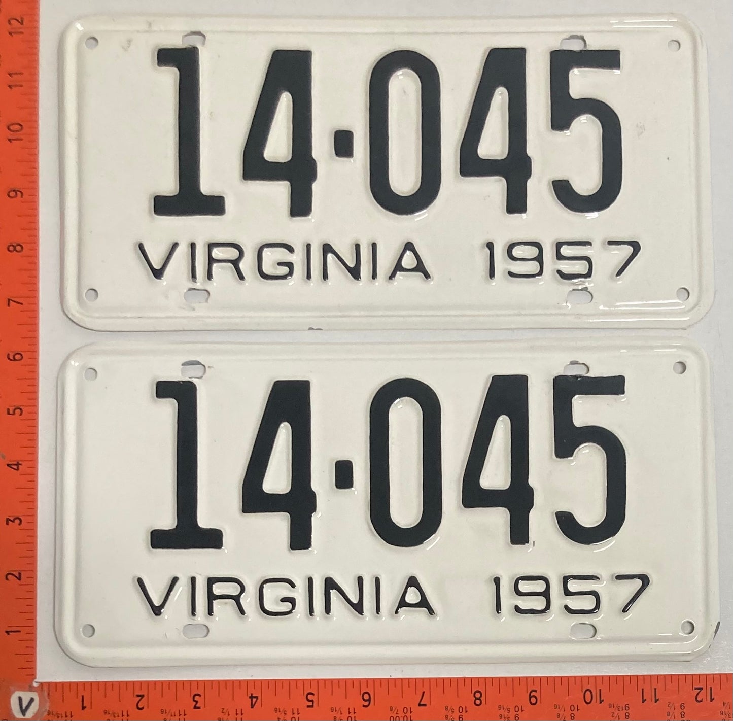 1957 Virginia #14-045 Passenger License Plate (Pair)