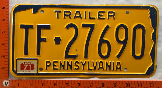 1971 Pennsylvania #TF-27690 Trailer License Plate