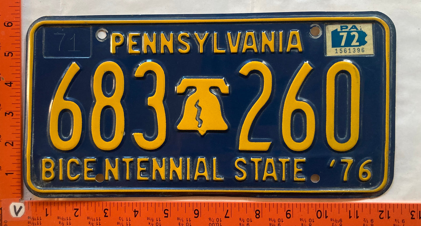 1972 Pennsylvania #683-260 Passenger License Plate