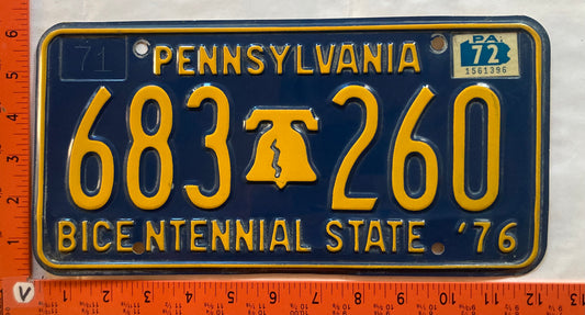 1972 Pennsylvania #683-260 Passenger License Plate