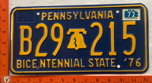 1972 Pennsylvania #B29 215 Passenger License Plate