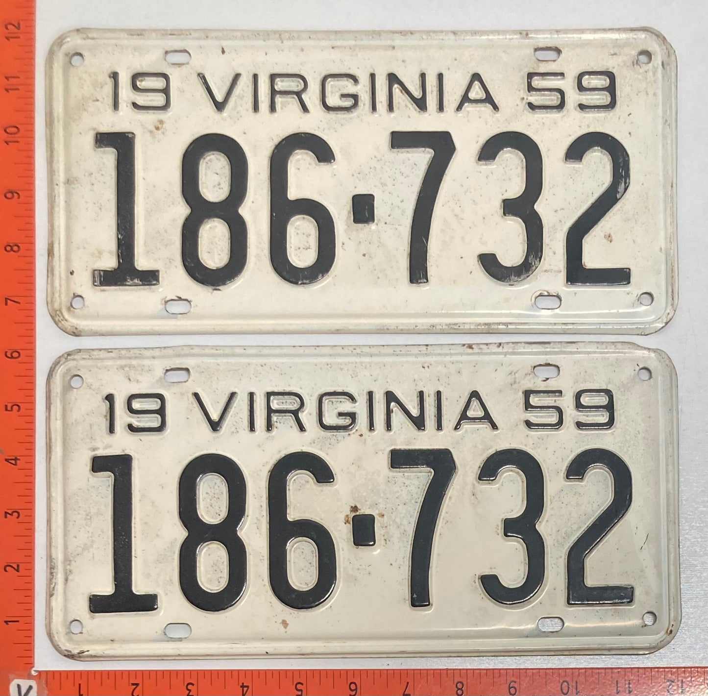 1959 Virginia #186-732 Passenger License Plate (Pair)