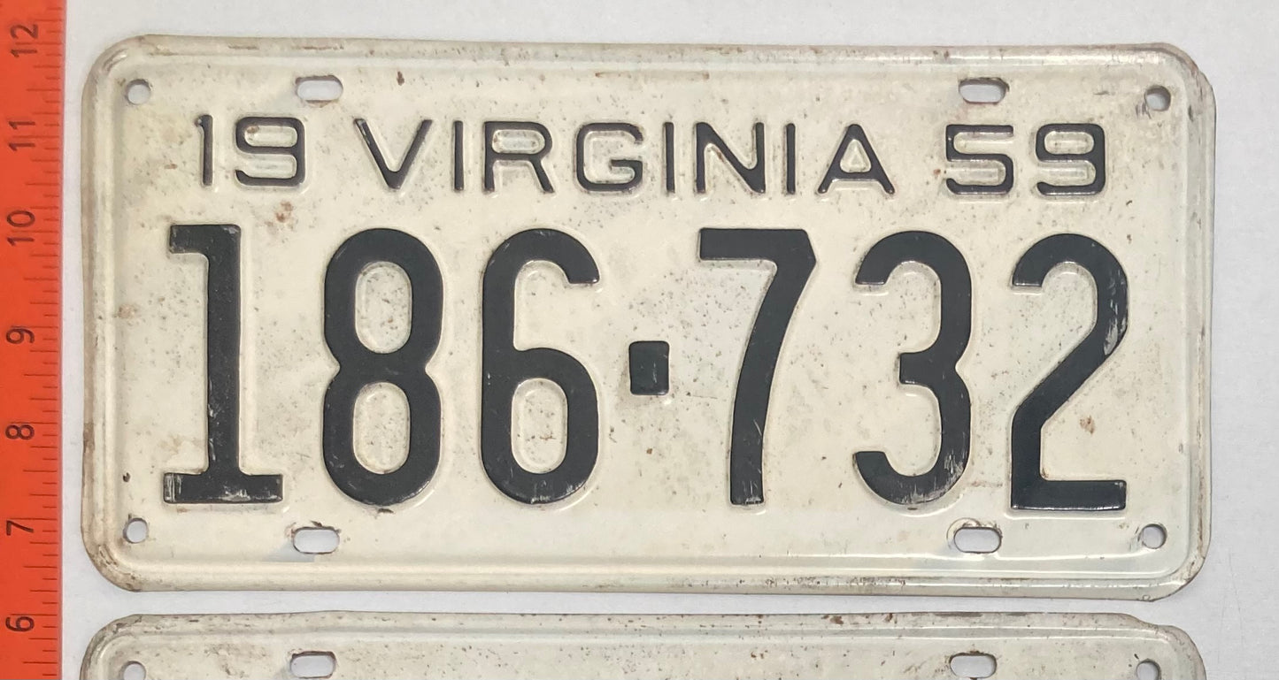 1959 Virginia #186-732 Passenger License Plate (Pair)