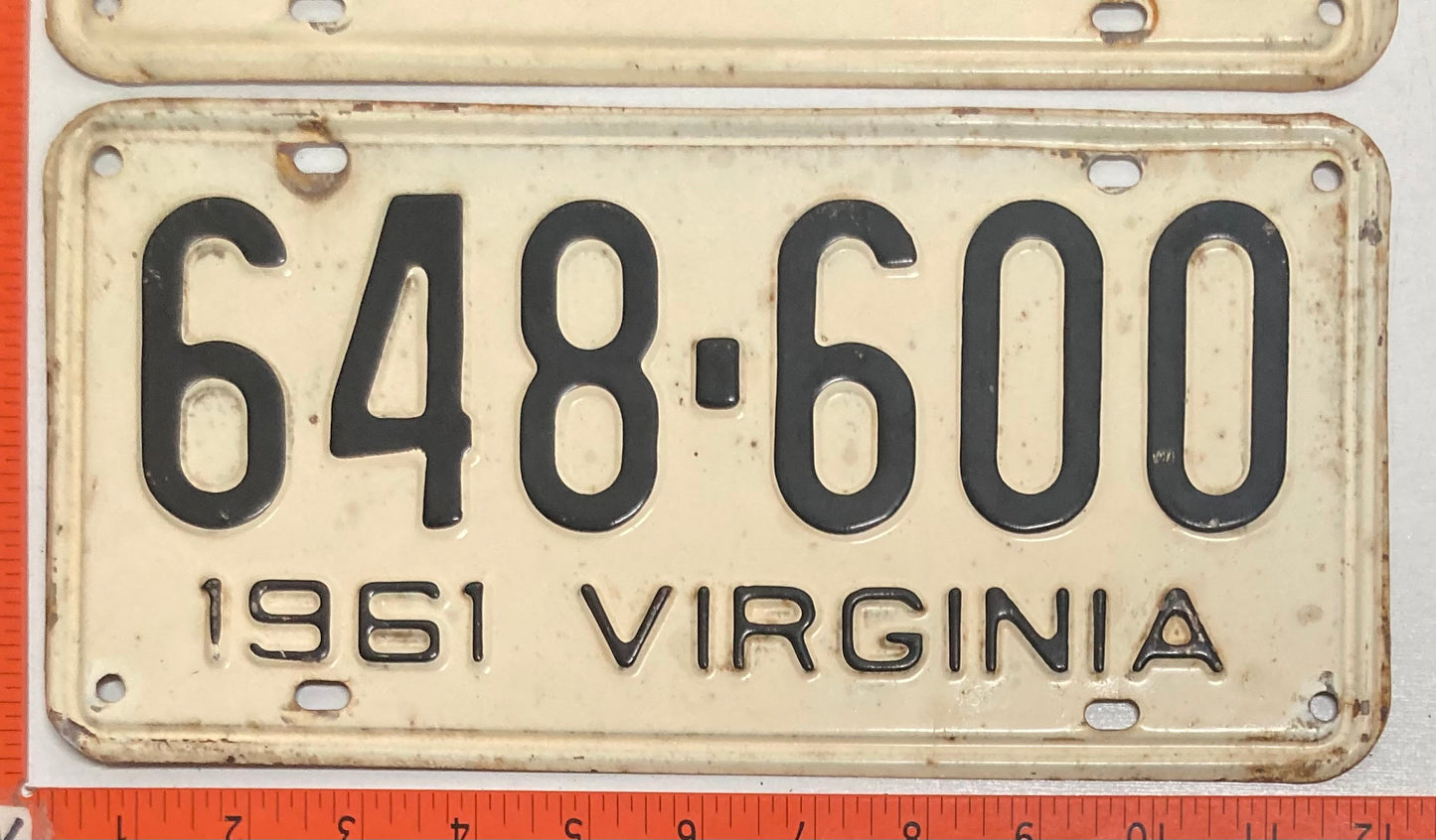 1961 Virginia #648-600 Passenger License Plate (Pair)