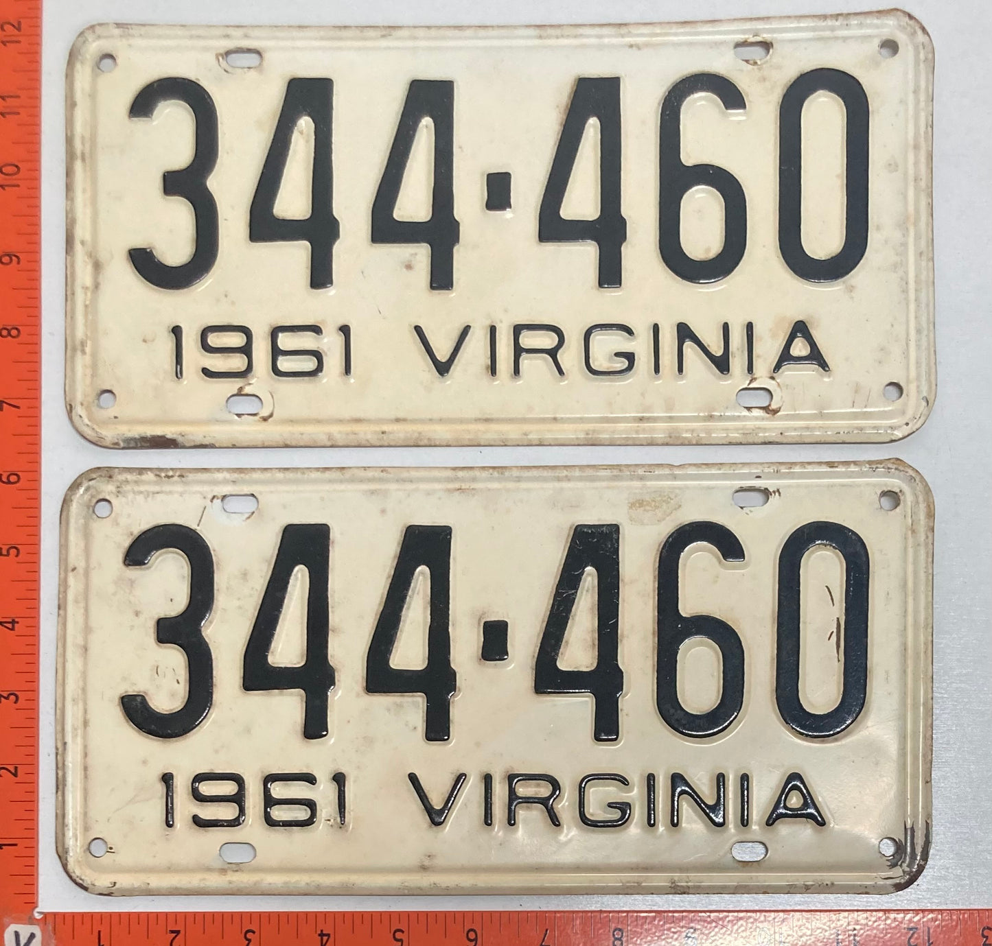 1961 Virginia #344-460 Passenger License Plate (Pair)