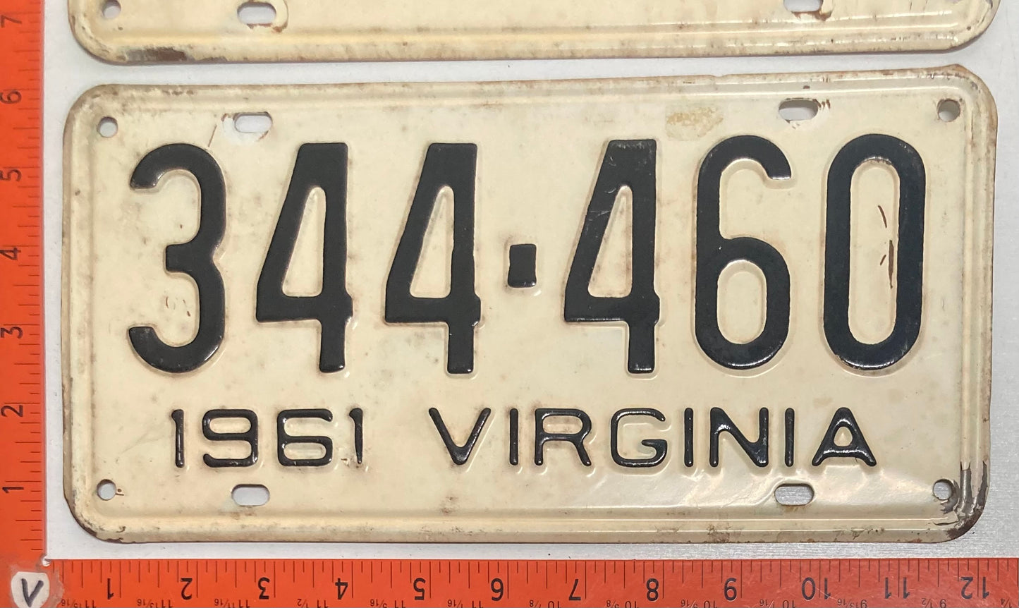 1961 Virginia #344-460 Passenger License Plate (Pair)