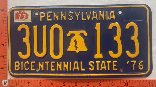 1973 Pennsylvania #3U0 133 Passenger License Plate