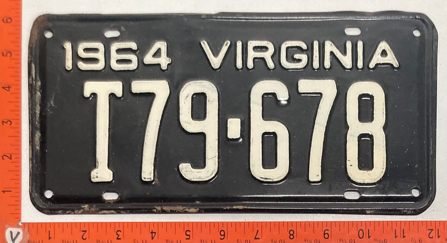 1964 Virginia #T79-678 Passenger License Plate