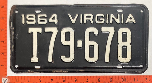 1964 Virginia #T79-678 Passenger License Plate