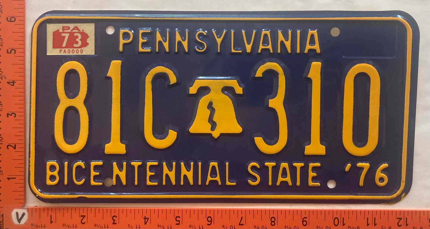 1973 Pennsylvania #81C 310 Passenger License Plate
