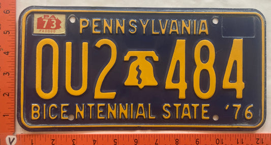 1973 Pennsylvania #OU2 484 Passenger License Plate