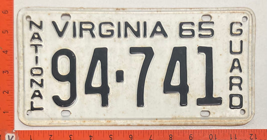 1965 Virginia #94-741 National Guard License Plate
