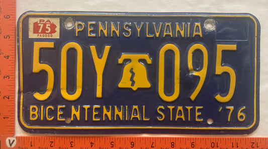 1975 Pennsylvania #50Y 095 Passenger License Plate