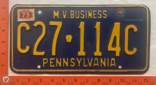 1975 Pennsylvania #C27 114C MV Business License Plate