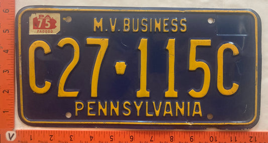 1975 Pennsylvania #C27 115C MV Business License Plate