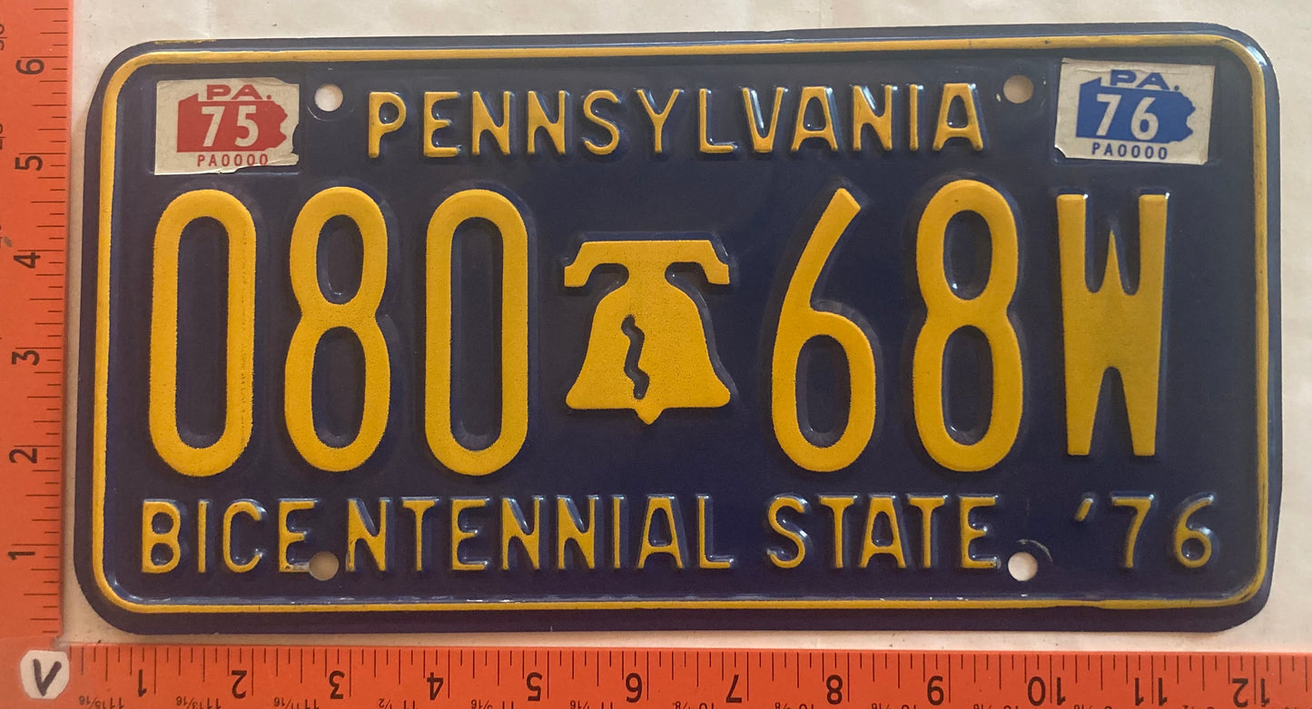 1976 Pennsylvania #080 68W Passenger License Plate