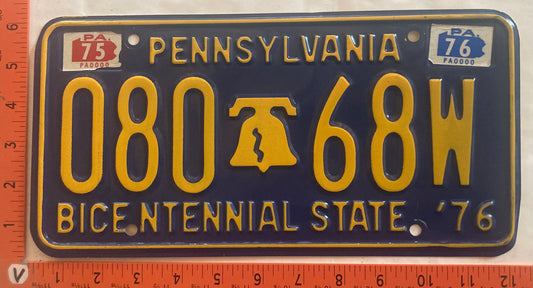1976 Pennsylvania #080 68W Passenger License Plate