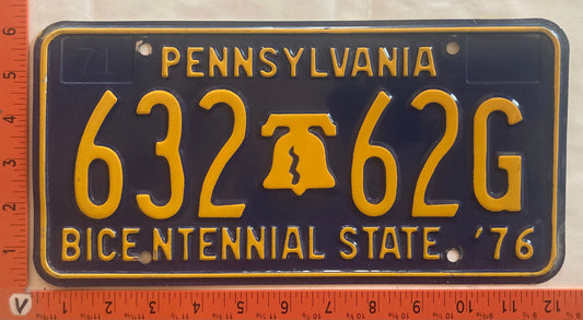 1976 Pennsylvania #632 62G Passenger License Plate
