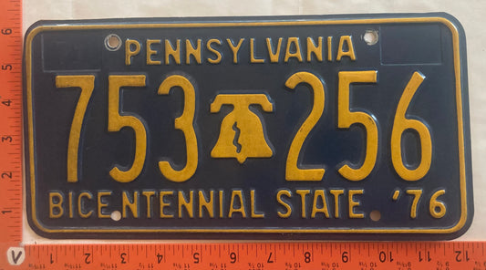 1976 Pennsylvania #753 256 Passenger License Plate