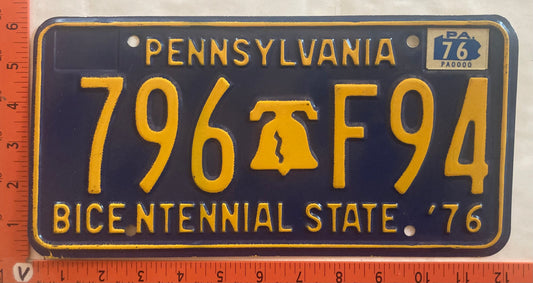 1976 Pennsylvania #796 F94 Passenger License Plate