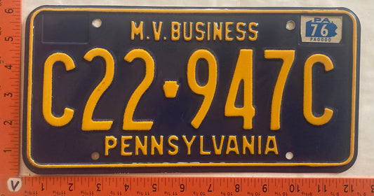 1976 Pennsylvania #C22 947C MV Business License Plate