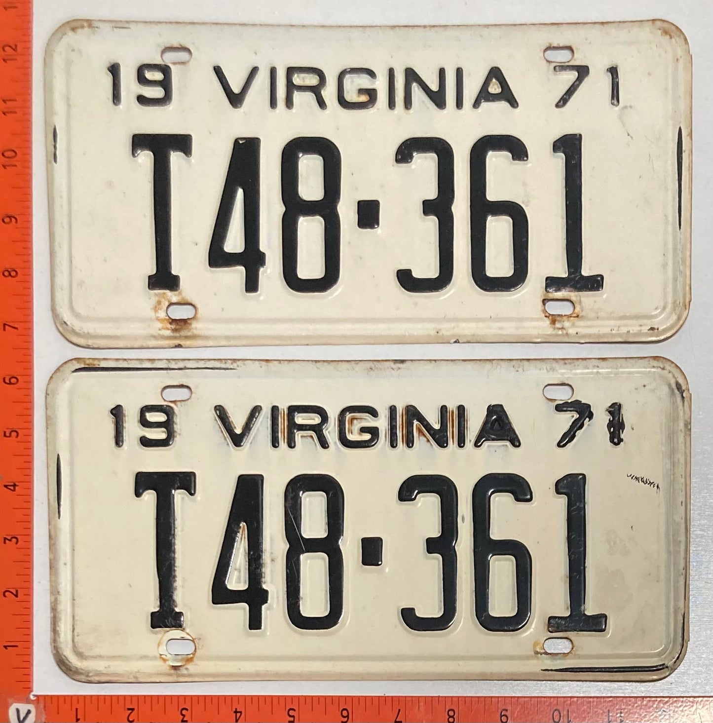 1971 Virginia #T48-361 Truck License Plate (Pair)