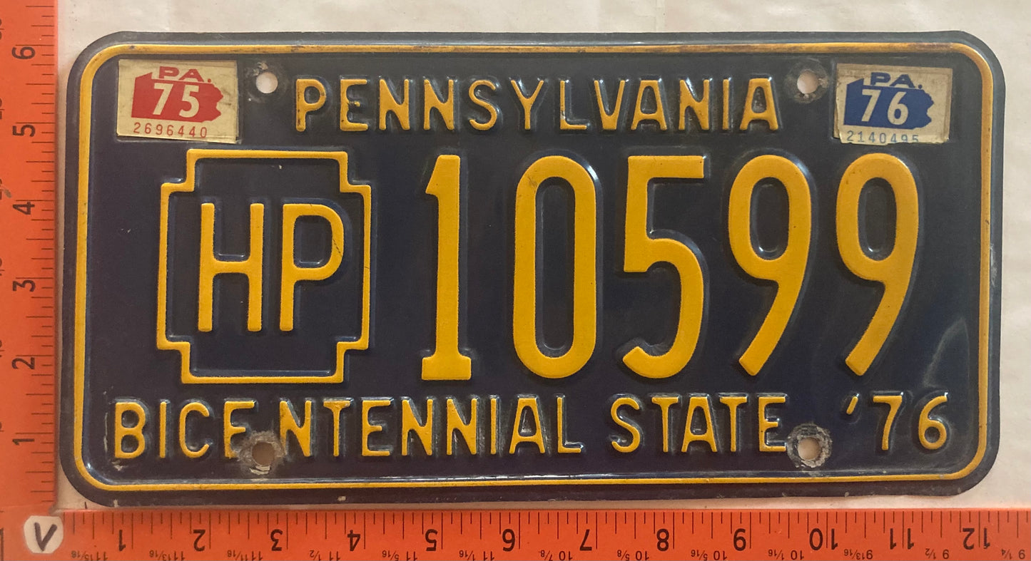 1976 Pennsylvania #HP 10599 Passenger License Plate (Handicapped)