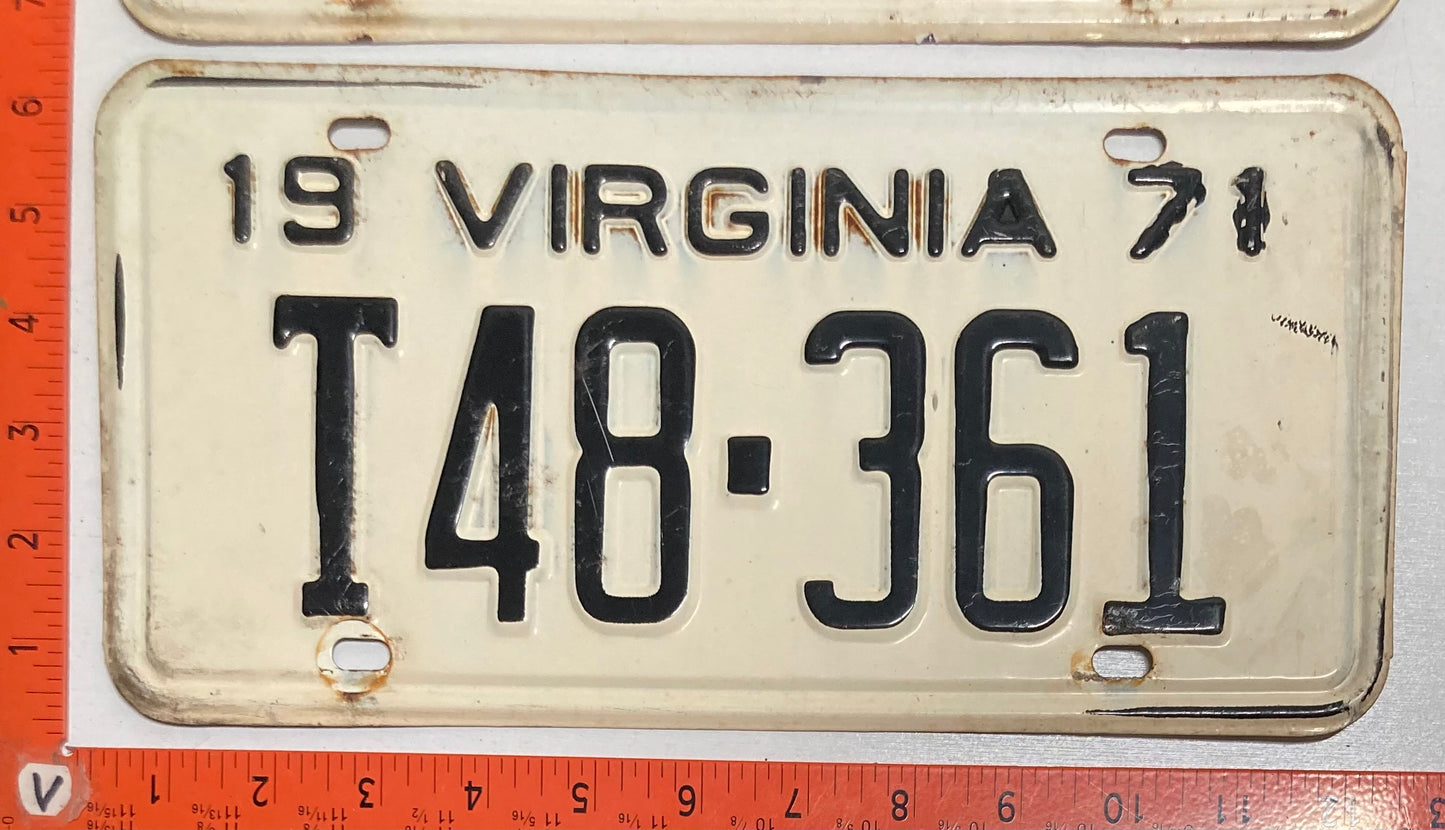 1971 Virginia #T48-361 Truck License Plate (Pair)