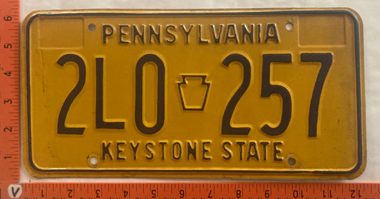 1977 Pennsylvania #2LO 257 Passenger License Plate