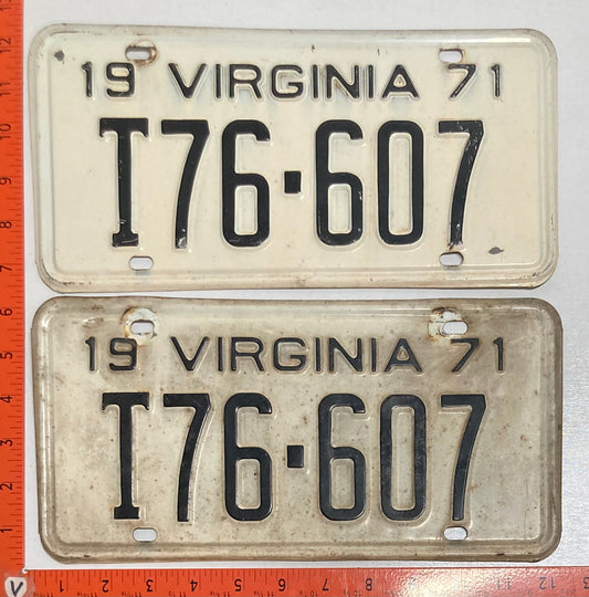 1971 Virginia #T76-607 Truck License Plate (Pair)