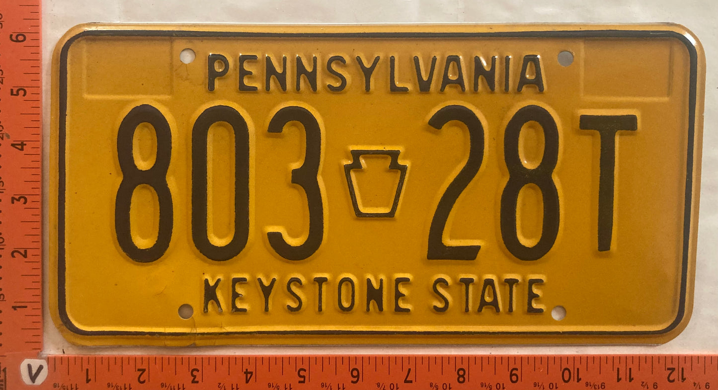 1977 Pennsylvania #803 28T Passenger License Plate
