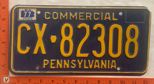 1977 Pennsylvania #CX 82308 Commercial License Plate