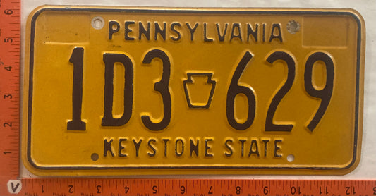 1977 Pennsylvania #1D3 629 Passenger License Plate